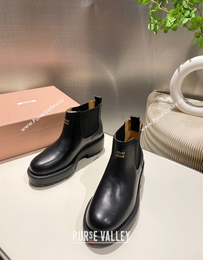 Miu Miu Calf Leather Platform Ankle Boots Black 2025 MM102403 (MD-251024127)