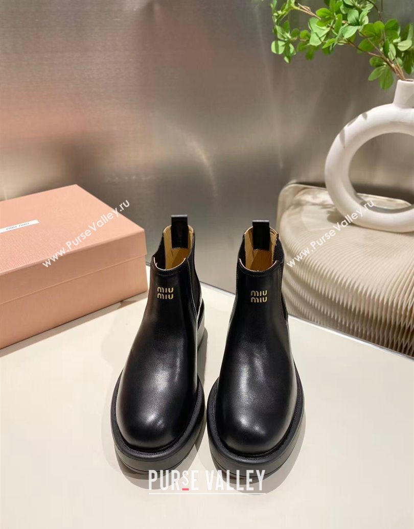 Miu Miu Calf Leather Platform Ankle Boots Black 2025 MM102403 (MD-251024127)