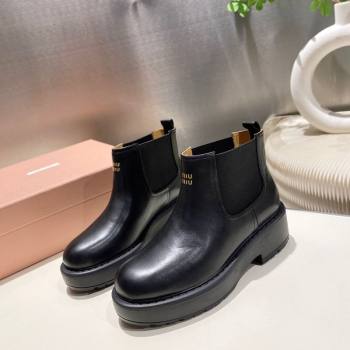 Miu Miu Calf Leather Platform Ankle Boots Black 2025 MM102403 (MD-251024127)