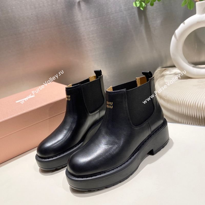 Miu Miu Calf Leather Platform Ankle Boots Black 2025 MM102403 (MD-251024127)