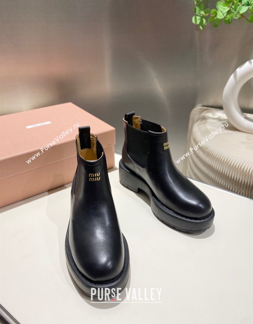 Miu Miu Calf Leather Platform Ankle Boots Black 2025 MM102403 (MD-251024127)