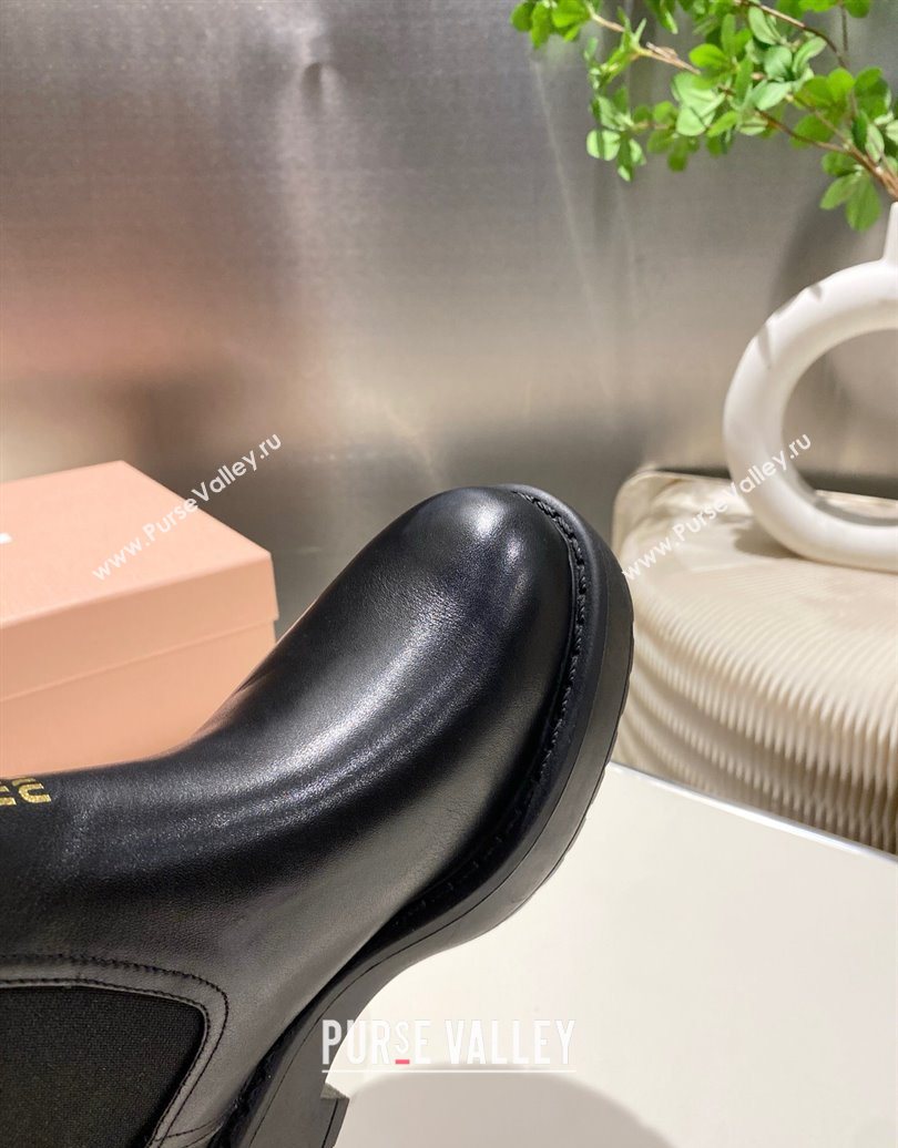 Miu Miu Calf Leather Platform Ankle Boots Black 2025 MM102403 (MD-251024127)