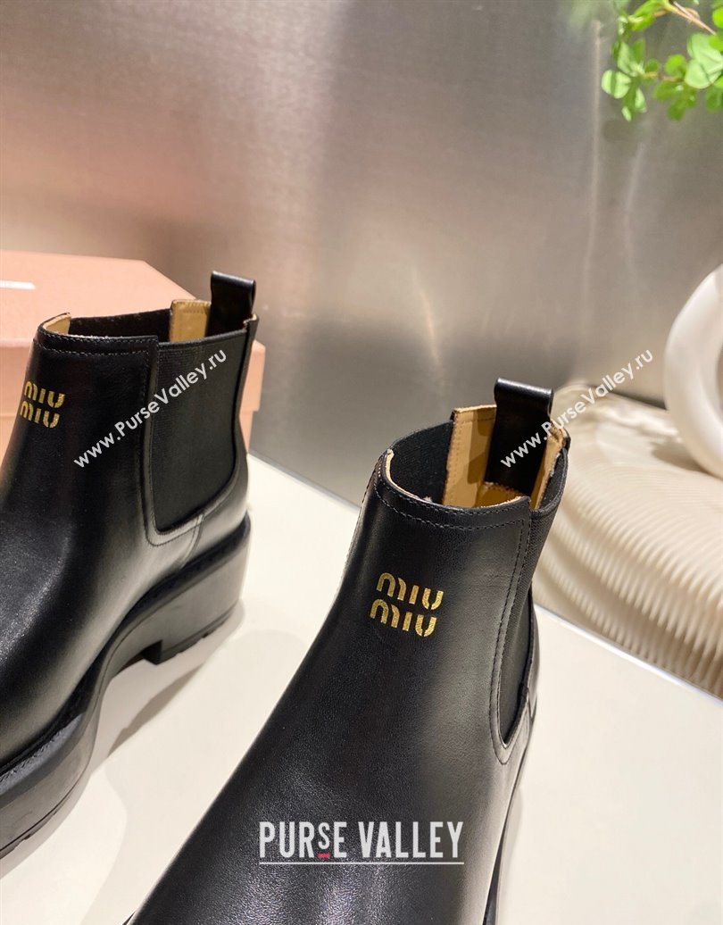 Miu Miu Calf Leather Platform Ankle Boots Black 2025 MM102403 (MD-251024127)