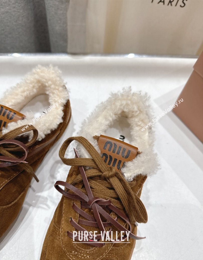 Miu Miu Gymnasium Sneakers in Suede and Wool Brown2 2025 1024 (MD-251024081)