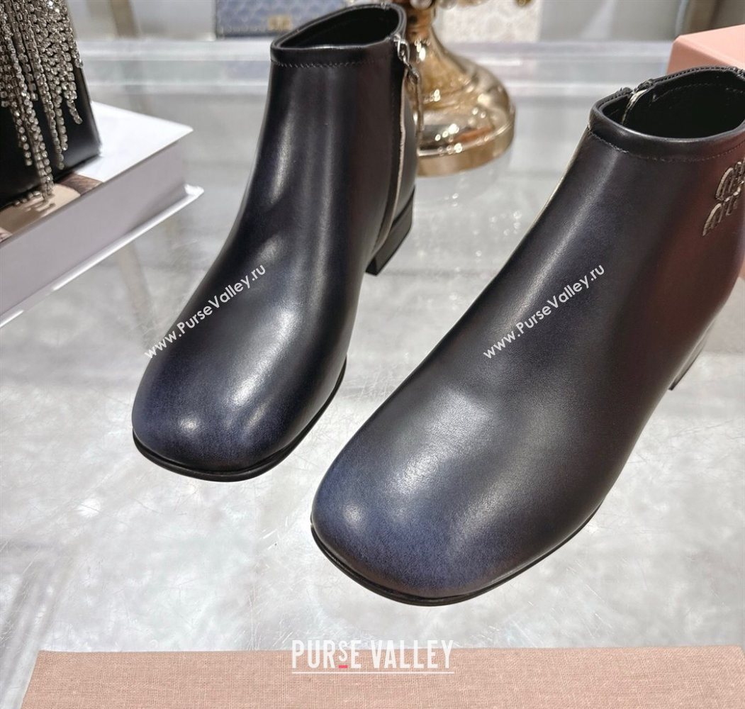 Miu Miu Fume Leather Flat Ankle Booties Black 2025 5T519E (MD-251024129)