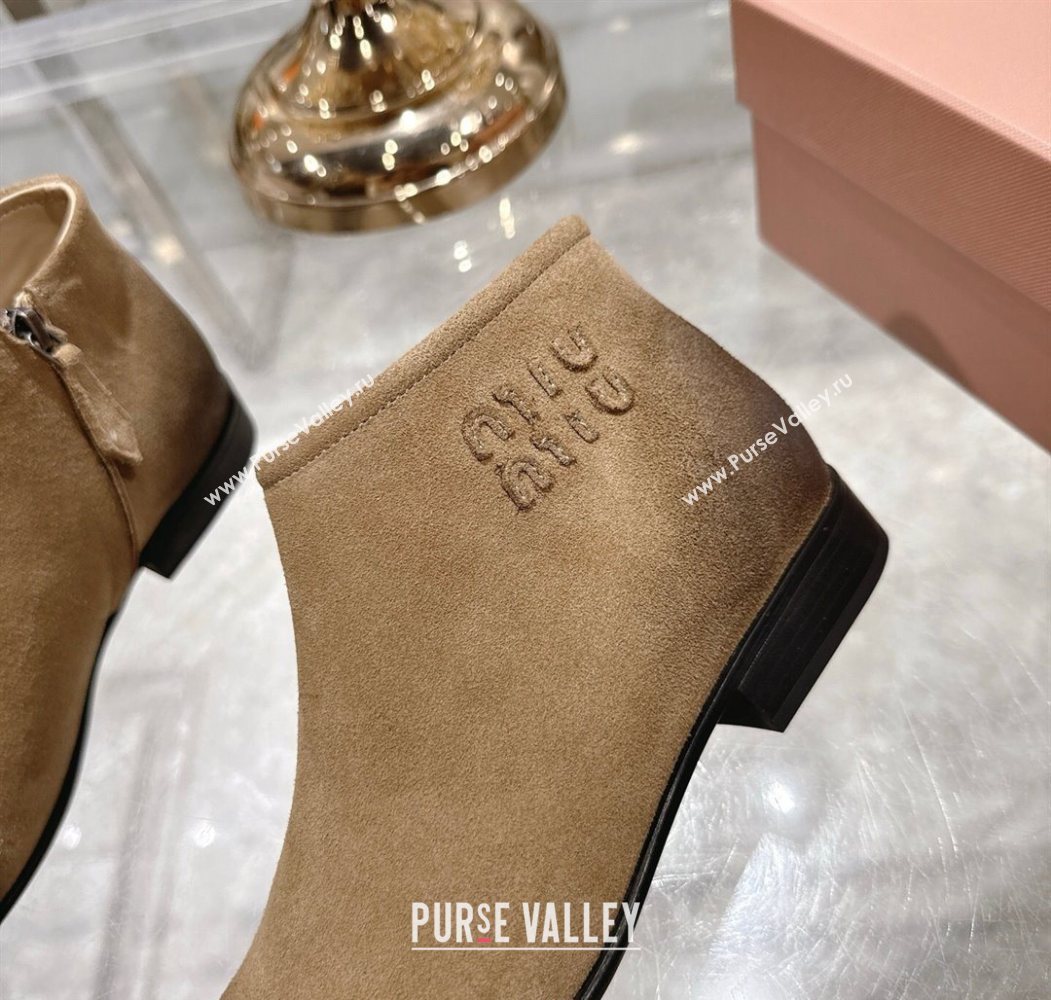 Miu Miu Fume Suede Flat Ankle Booties Beige 2025 5T519E (MD-251024131)