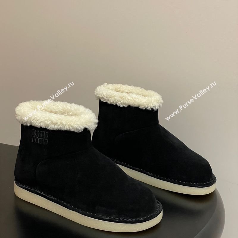 Miu Miu Suede and Shearling Snow Ankle Boots Black 2025 5T515E (MD-251024119)