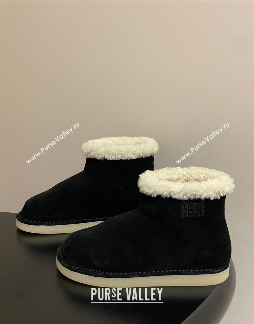 Miu Miu Suede and Shearling Snow Ankle Boots Black 2025 5T515E (MD-251024119)