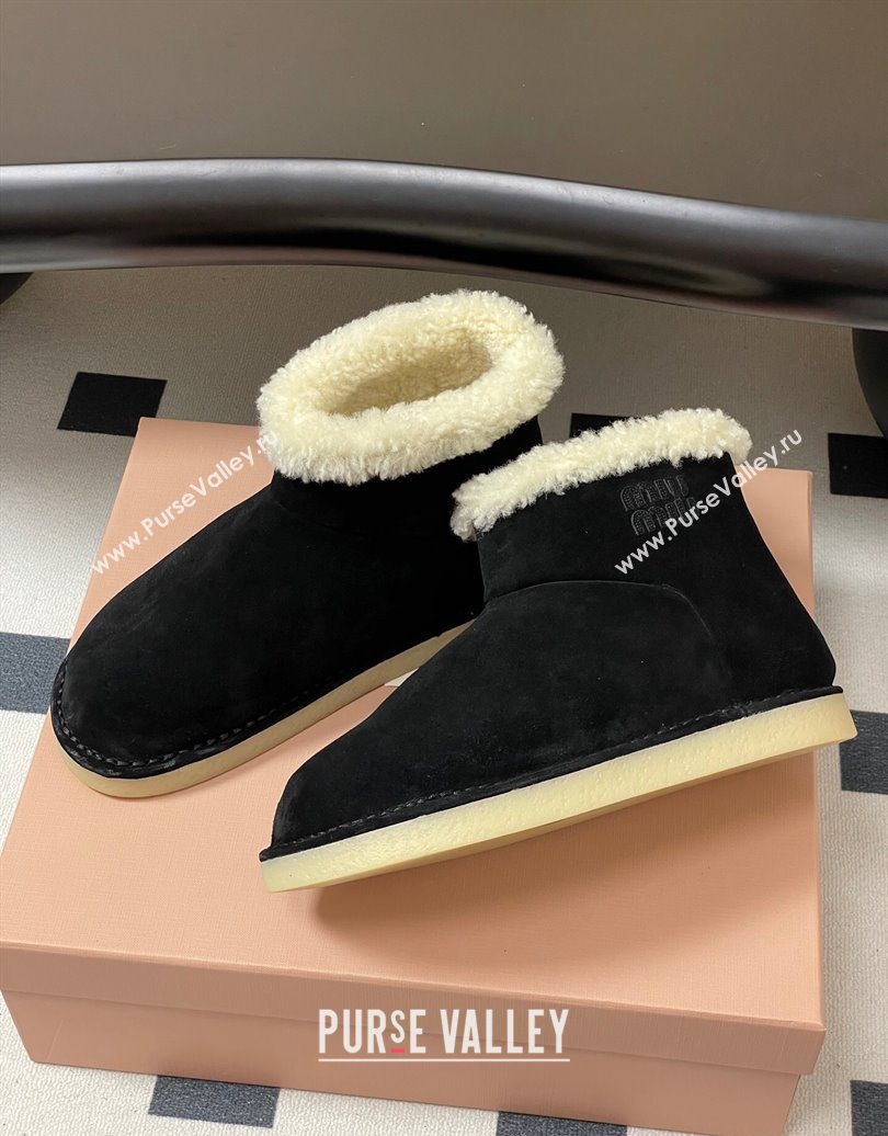 Miu Miu Suede and Shearling Snow Ankle Boots Black 2025 5T515E (MD-251024119)