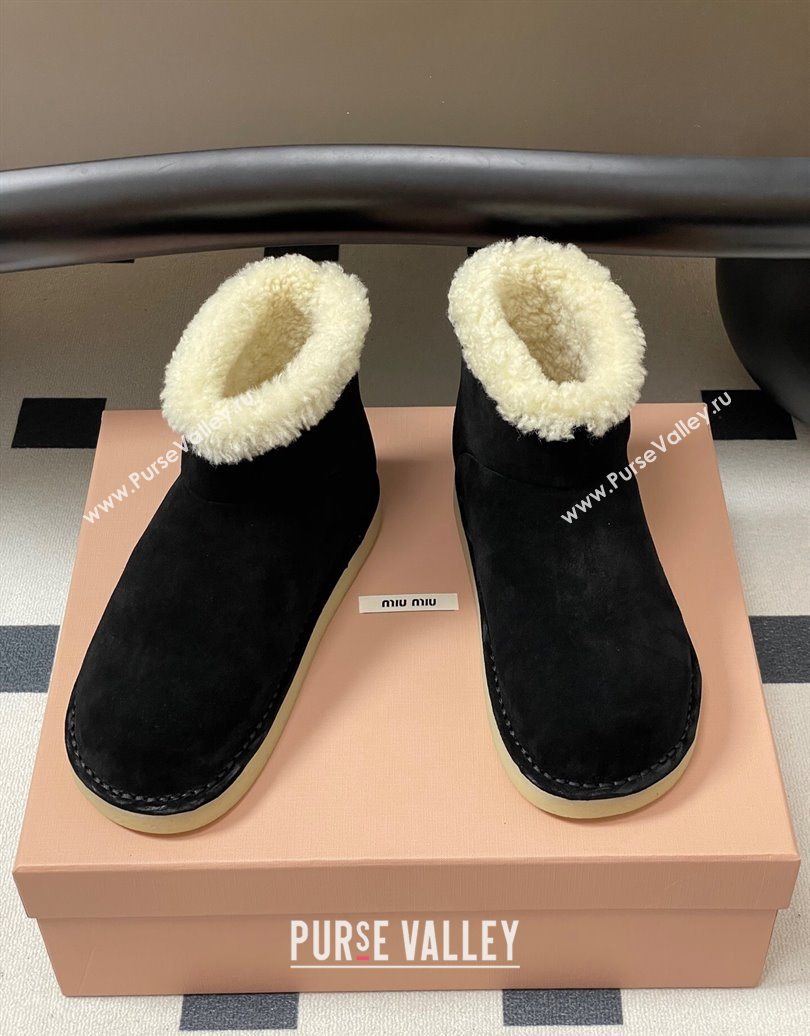 Miu Miu Suede and Shearling Snow Ankle Boots Black 2025 5T515E (MD-251024119)