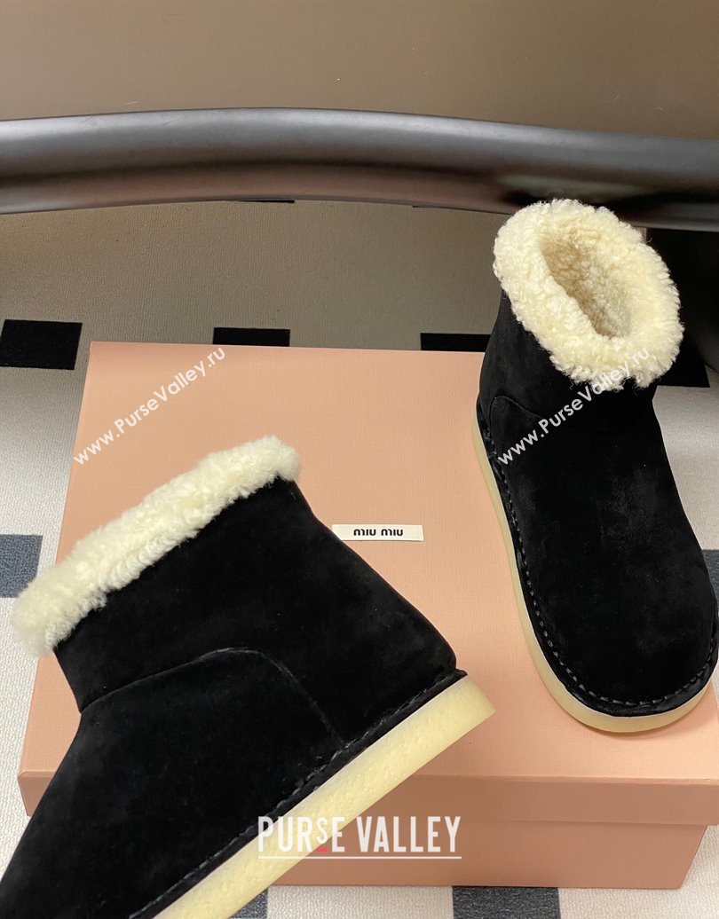 Miu Miu Suede and Shearling Snow Ankle Boots Black 2025 5T515E (MD-251024119)