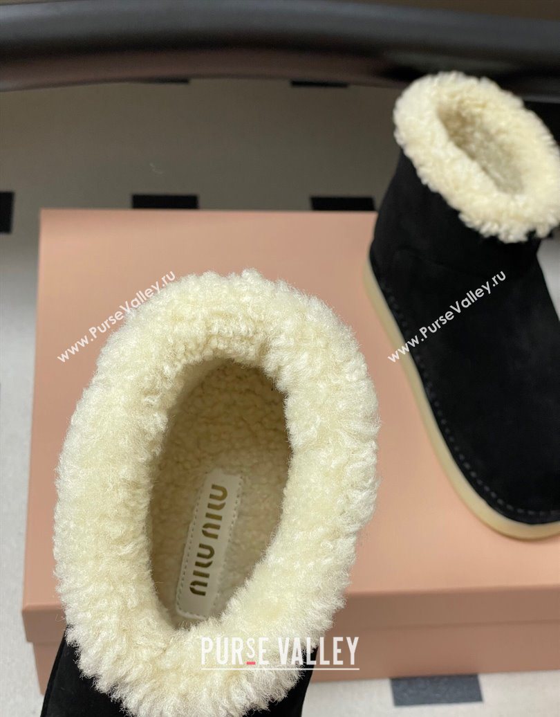 Miu Miu Suede and Shearling Snow Ankle Boots Black 2025 5T515E (MD-251024119)