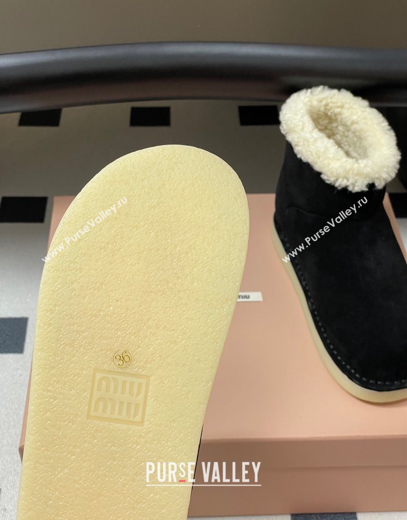 Miu Miu Suede and Shearling Snow Ankle Boots Black 2025 5T515E (MD-251024119)