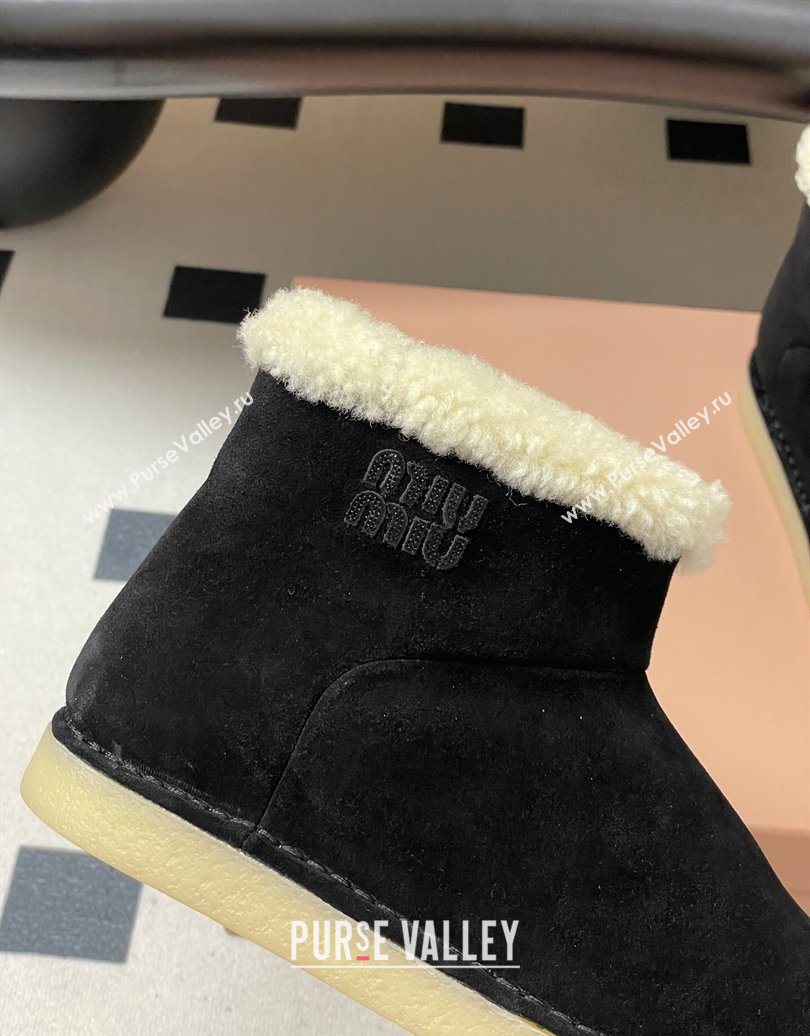 Miu Miu Suede and Shearling Snow Ankle Boots Black 2025 5T515E (MD-251024119)