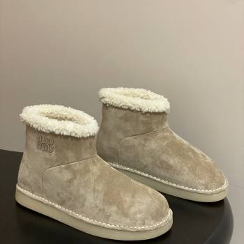 Miu Miu Suede and Shearling Snow Ankle Boots Light Beige 2025 5T515E (MD-251024120)