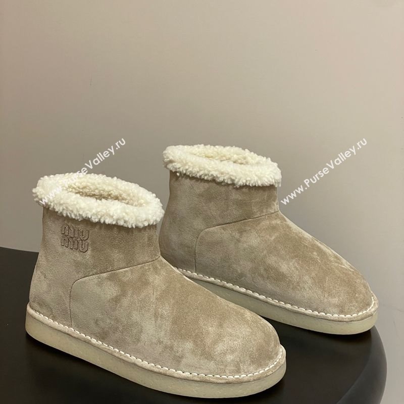Miu Miu Suede and Shearling Snow Ankle Boots Light Beige 2025 5T515E (MD-251024120)