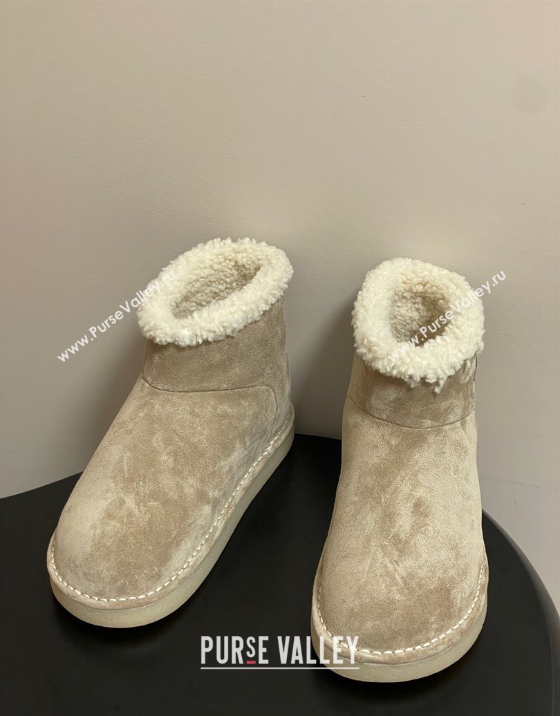 Miu Miu Suede and Shearling Snow Ankle Boots Light Beige 2025 5T515E (MD-251024120)