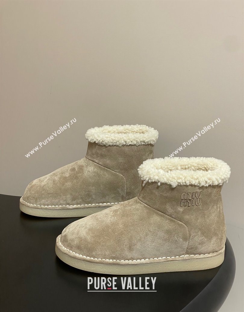 Miu Miu Suede and Shearling Snow Ankle Boots Light Beige 2025 5T515E (MD-251024120)