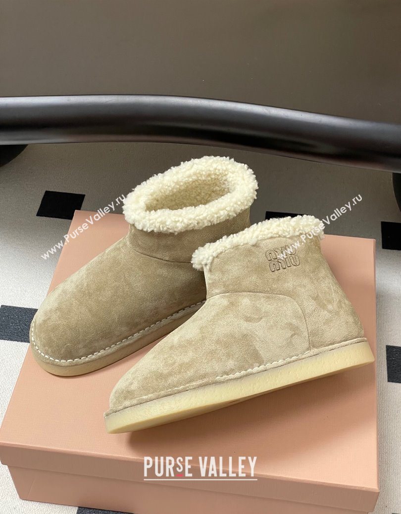 Miu Miu Suede and Shearling Snow Ankle Boots Light Beige 2025 5T515E (MD-251024120)