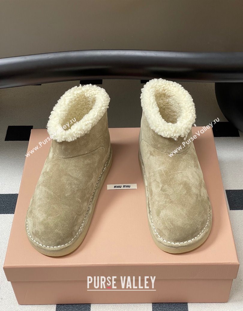 Miu Miu Suede and Shearling Snow Ankle Boots Light Beige 2025 5T515E (MD-251024120)