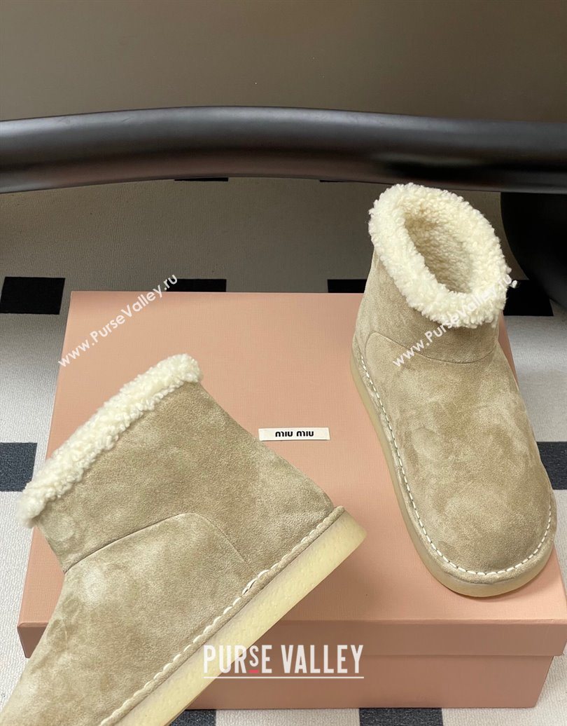 Miu Miu Suede and Shearling Snow Ankle Boots Light Beige 2025 5T515E (MD-251024120)