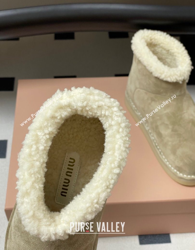 Miu Miu Suede and Shearling Snow Ankle Boots Light Beige 2025 5T515E (MD-251024120)