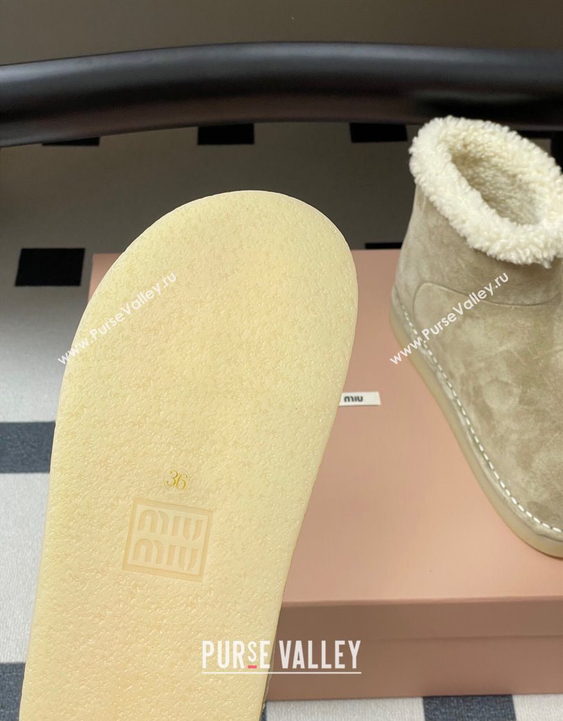 Miu Miu Suede and Shearling Snow Ankle Boots Light Beige 2025 5T515E (MD-251024120)
