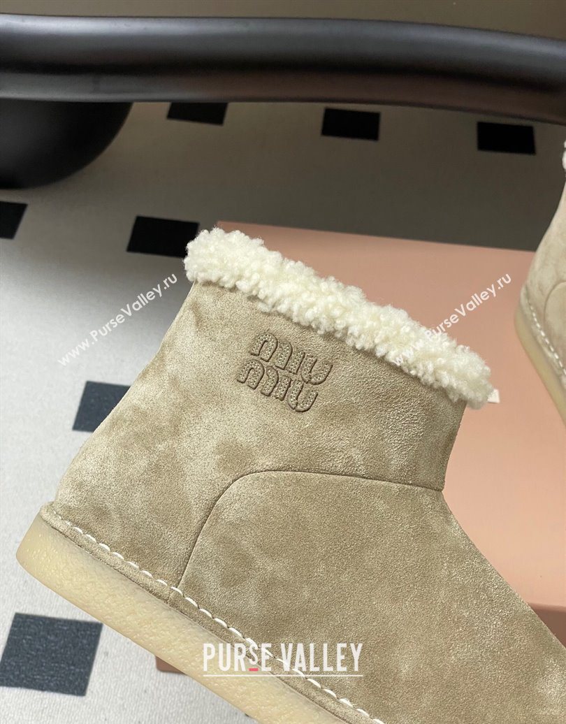 Miu Miu Suede and Shearling Snow Ankle Boots Light Beige 2025 5T515E (MD-251024120)