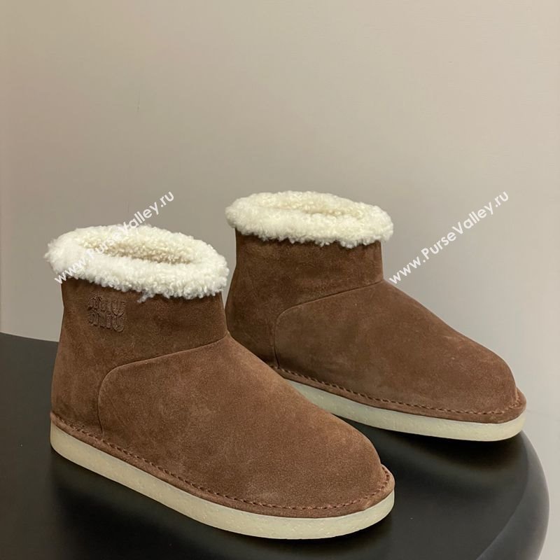 Miu Miu Suede and Shearling Snow Ankle Boots Brown2 2025 5T515E (MD-251024121)