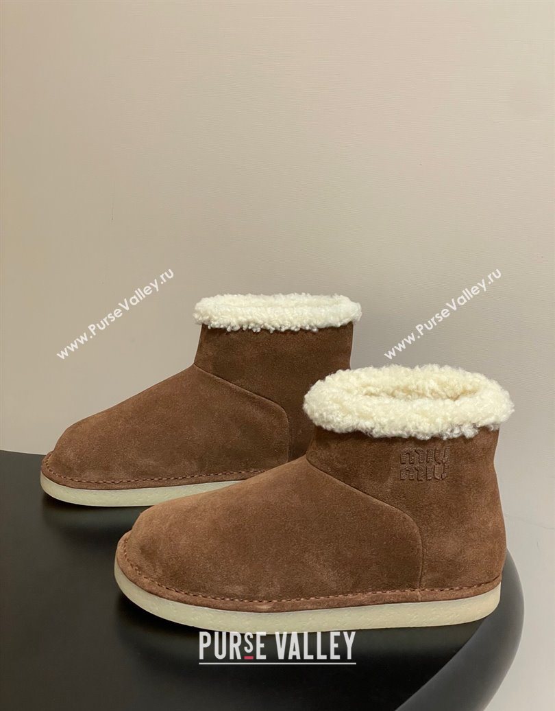 Miu Miu Suede and Shearling Snow Ankle Boots Brown2 2025 5T515E (MD-251024121)