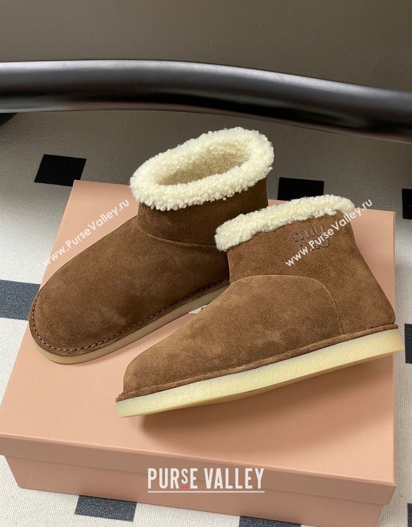 Miu Miu Suede and Shearling Snow Ankle Boots Brown2 2025 5T515E (MD-251024121)