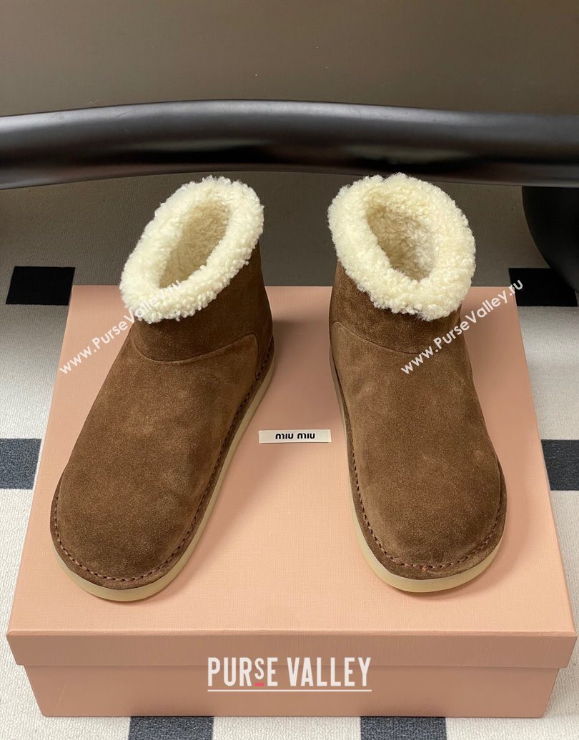 Miu Miu Suede and Shearling Snow Ankle Boots Brown2 2025 5T515E (MD-251024121)