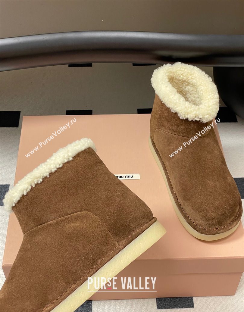 Miu Miu Suede and Shearling Snow Ankle Boots Brown2 2025 5T515E (MD-251024121)
