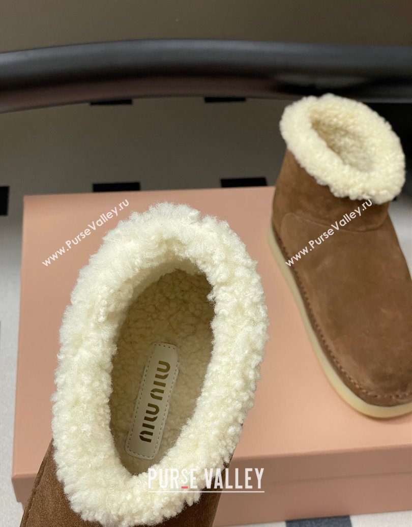 Miu Miu Suede and Shearling Snow Ankle Boots Brown2 2025 5T515E (MD-251024121)