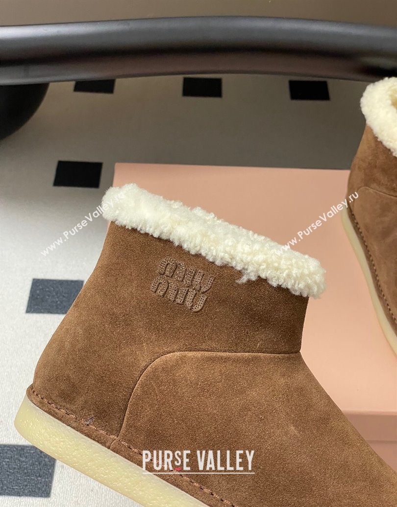 Miu Miu Suede and Shearling Snow Ankle Boots Brown2 2025 5T515E (MD-251024121)
