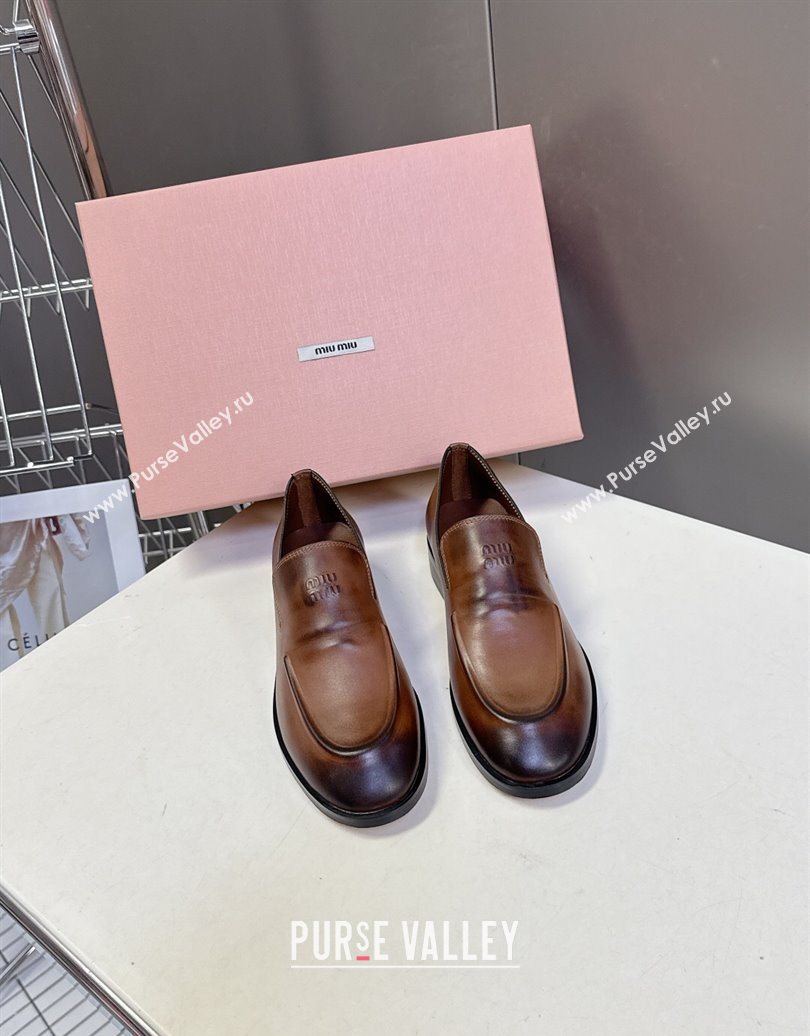 Miu Miu Leather Loafers 5D545E Brown 2025 (HQG-251025020)