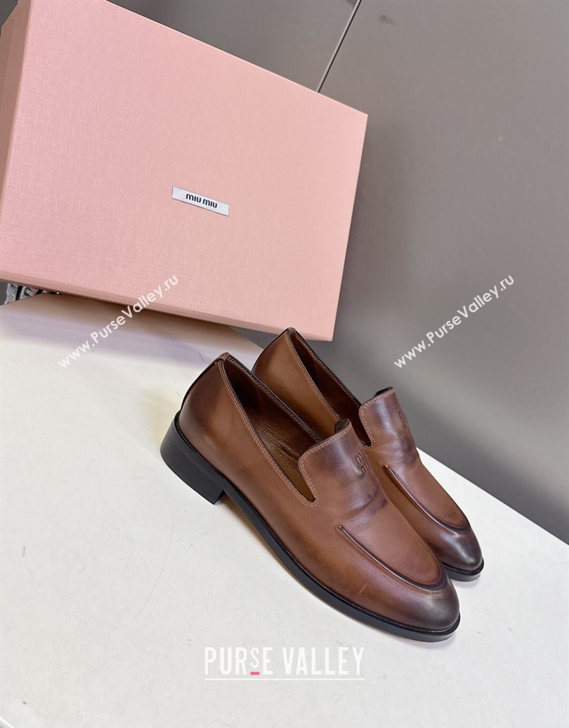 Miu Miu Leather Loafers 5D545E Brown 2025 (HQG-251025020)