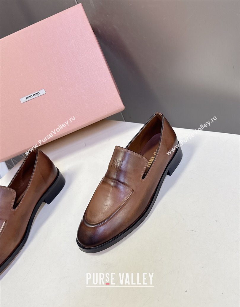 Miu Miu Leather Loafers 5D545E Brown 2025 (HQG-251025020)