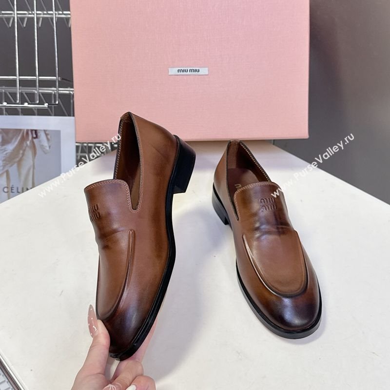 Miu Miu Leather Loafers 5D545E Brown 2025 (HQG-251025020)