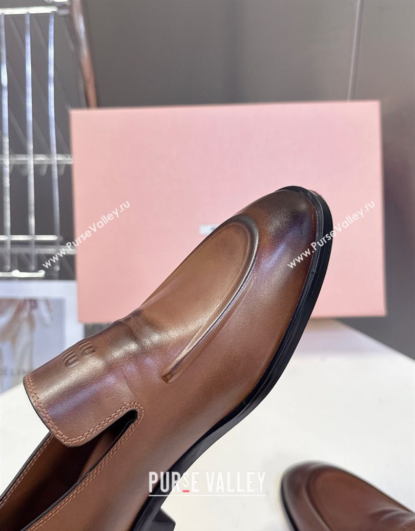 Miu Miu Leather Loafers 5D545E Brown 2025 (HQG-251025020)