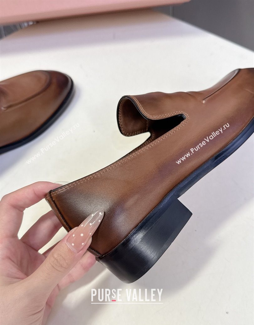 Miu Miu Leather Loafers 5D545E Brown 2025 (HQG-251025020)