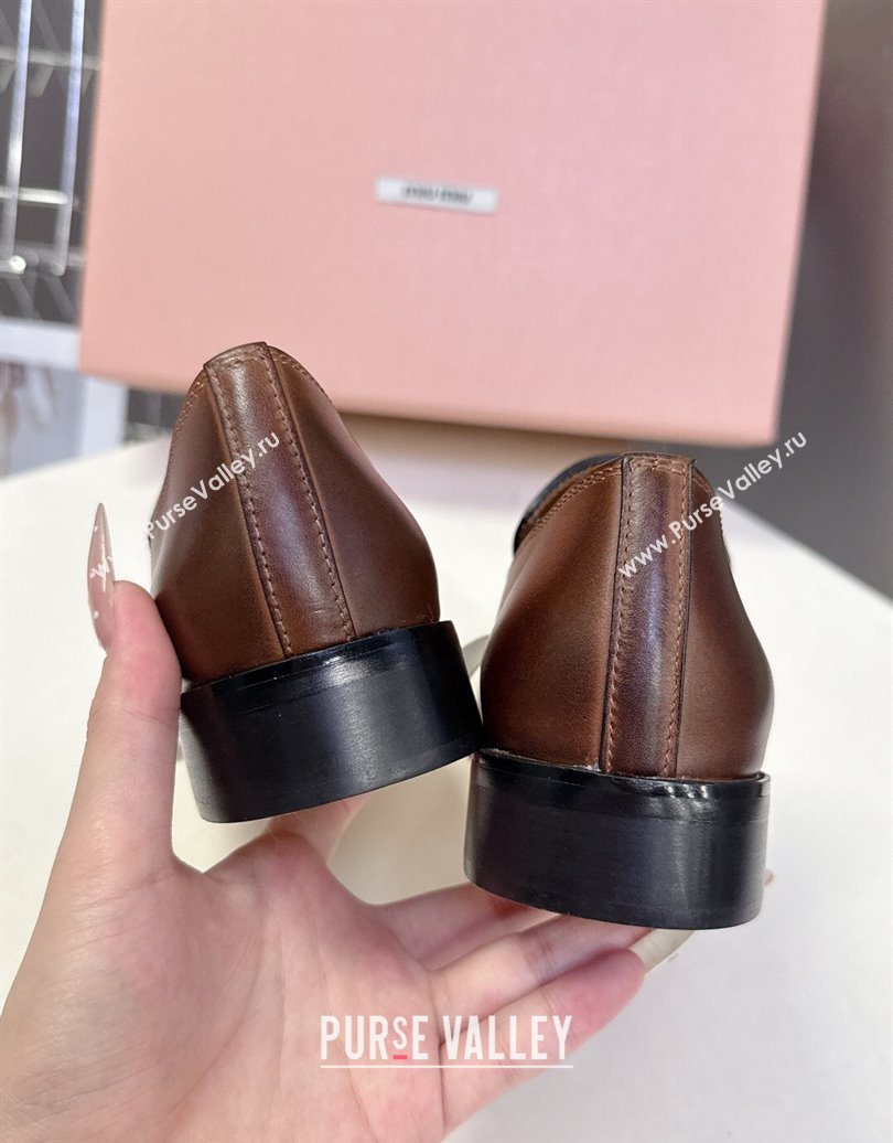 Miu Miu Leather Loafers 5D545E Brown 2025 (HQG-251025020)