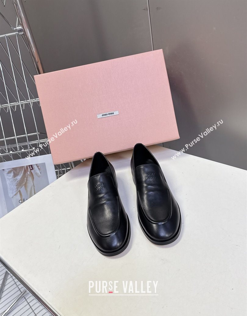 Miu Miu Leather Loafers 5D545E Black 2025 (HQG-251025021)