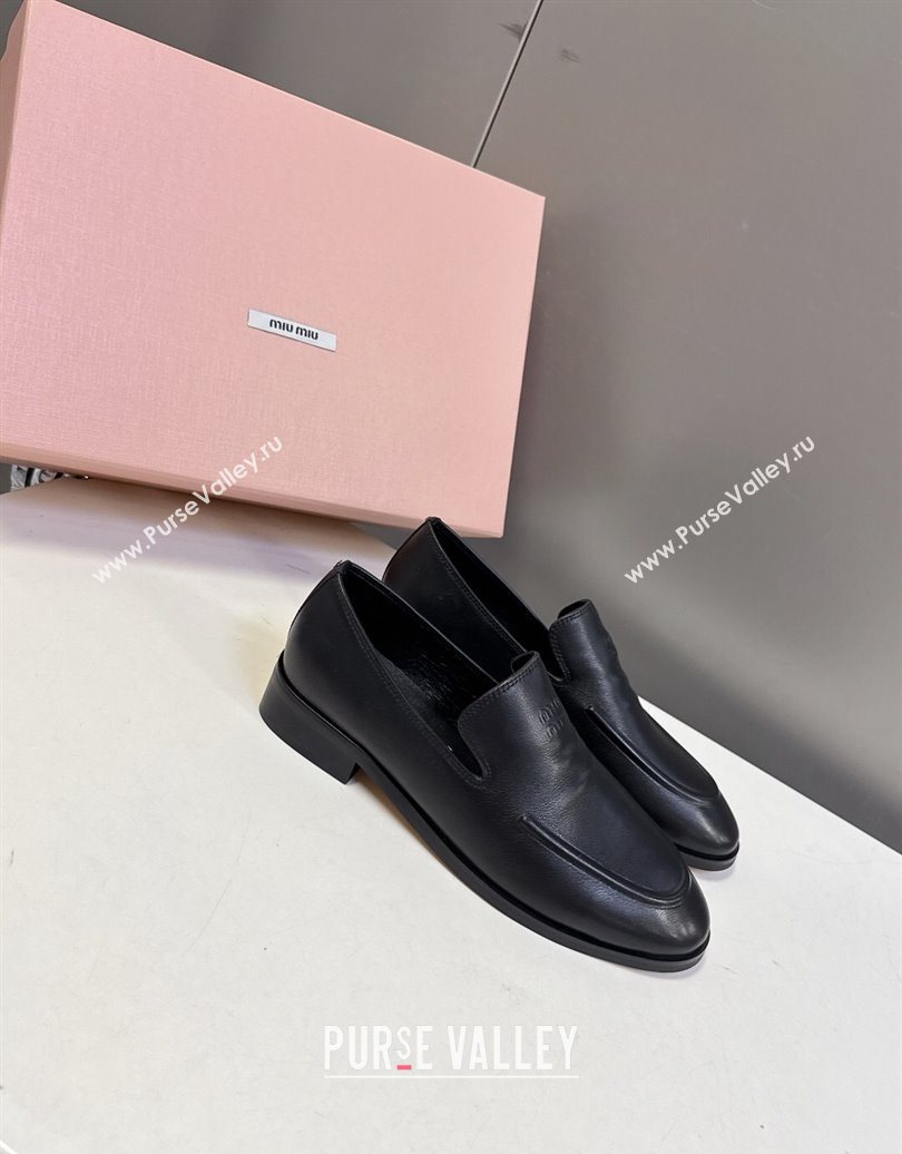 Miu Miu Leather Loafers 5D545E Black 2025 (HQG-251025021)