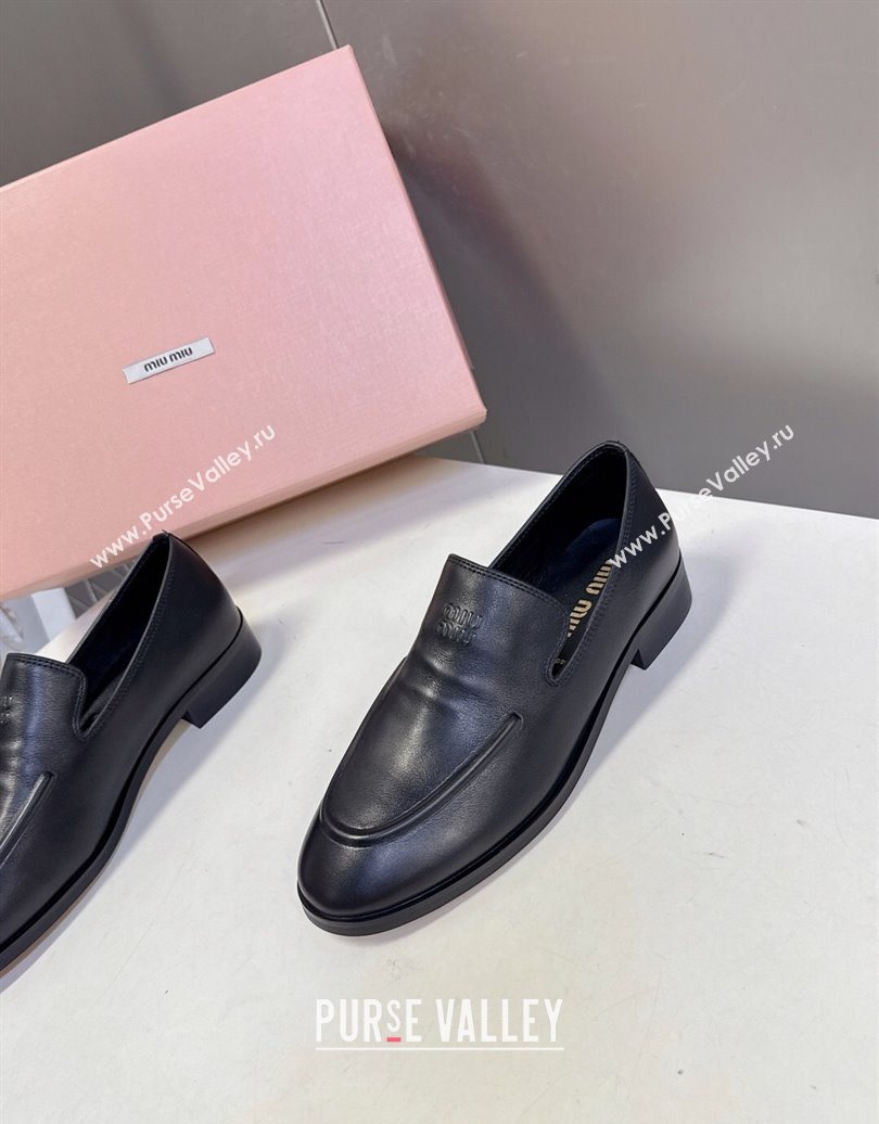 Miu Miu Leather Loafers 5D545E Black 2025 (HQG-251025021)