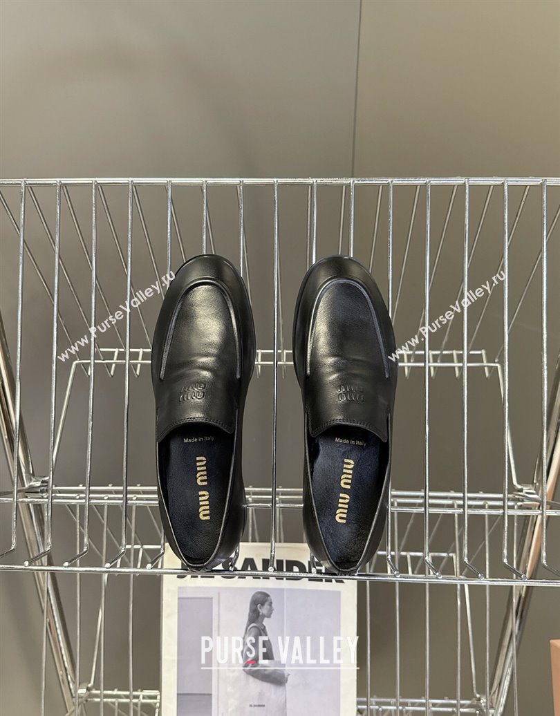 Miu Miu Leather Loafers 5D545E Black 2025 (HQG-251025021)