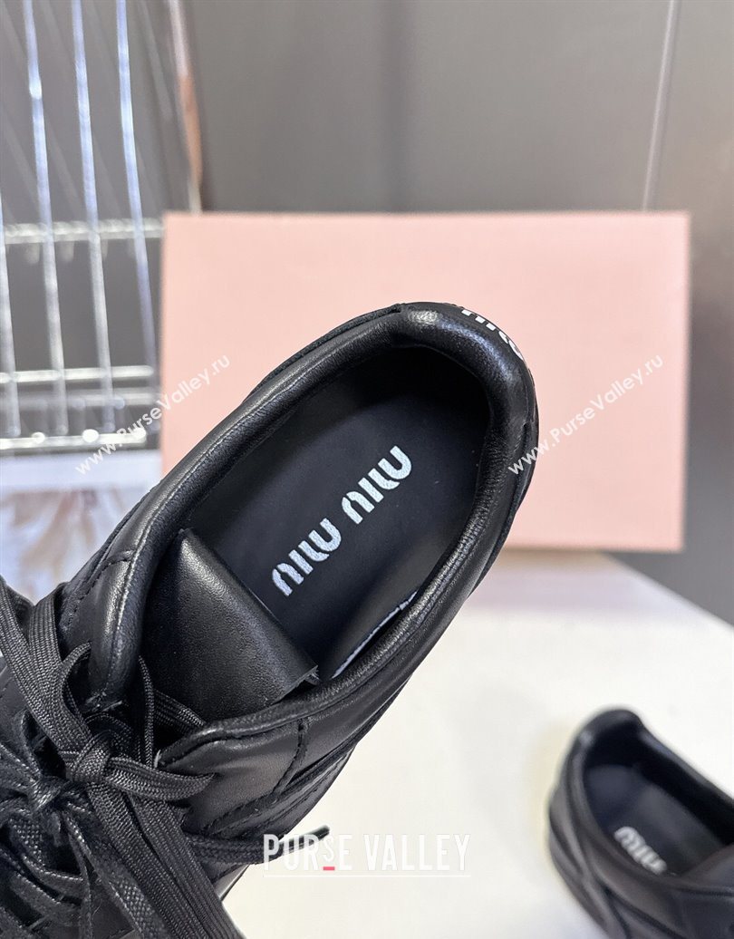 Miu Miu Gymnasium Leather Sneakers Black 2025 MM102401 (HQG-251024107)