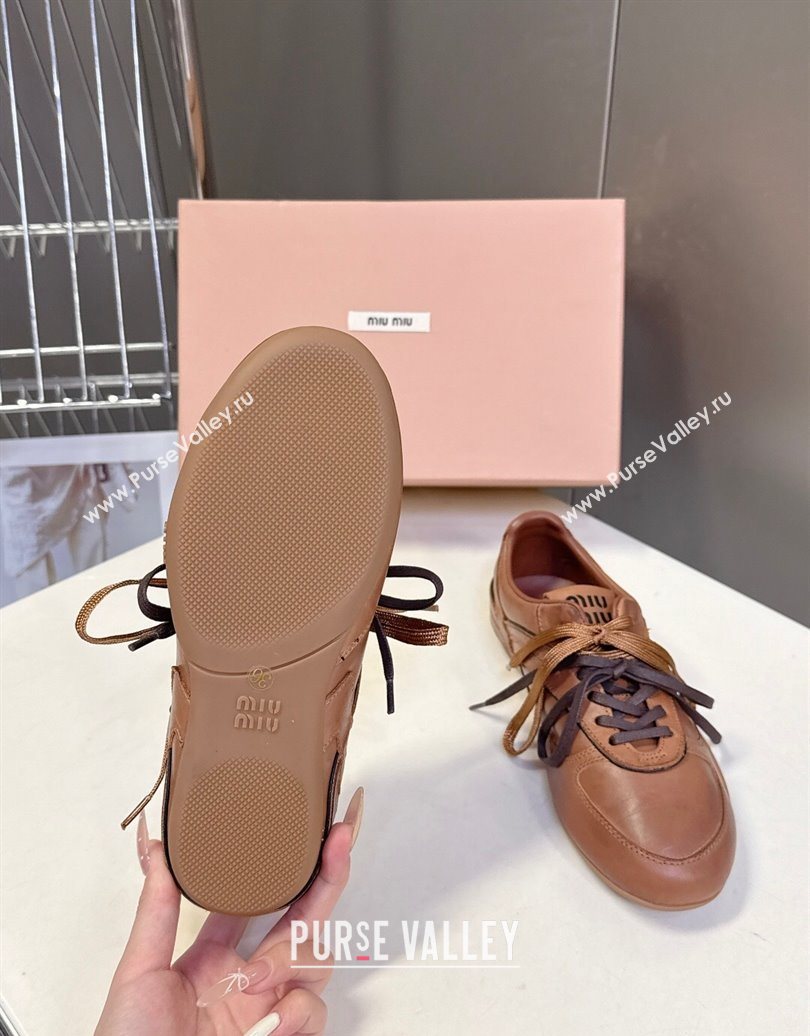 Miu Miu Gymnasium Leather Sneakers Brown 2025 MM102401 (HQG-251024108)