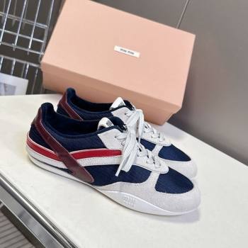 Miu Miu Gymnasium Sneakers in Suede and Technical Fabric Blue/Grey 2025 (HQG-251024113)
