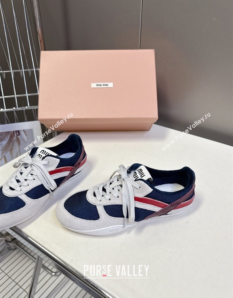 Miu Miu Gymnasium Sneakers in Suede and Technical Fabric Blue/Grey 2025 (HQG-251024113)
